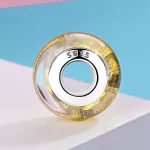 Sárga virágos üveg charm ezüst foglalatban