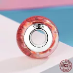 Narancssárga virágos üveg charm ezüst foglalatban