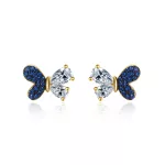 Fele kék fele színtelen pillangó ezüst fülbevaló