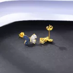 Fele kék fele színtelen pillangó ezüst fülbevaló