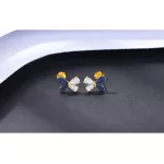 Fele kék fele színtelen pillangó ezüst fülbevaló