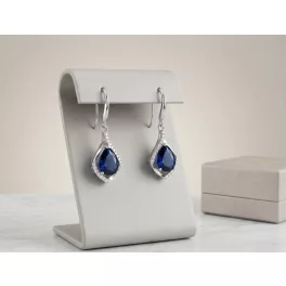 Éjkék Kristálycsepp Ezüst Fülbevaló