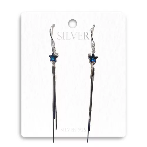 Éjféli Csillag Zuhogó Ezüst Fülbevaló