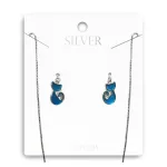 Kék Doromboló Cicás Áthúzós Ezüst Fülbevaló