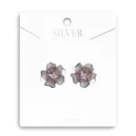 Hajnali Harmat Ezüst Virágfülbevaló Szilikon Véggel