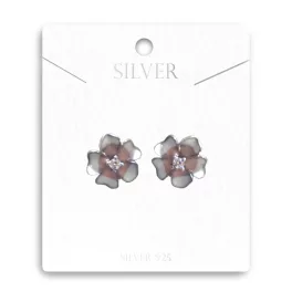 Hajnali Harmat Ezüst Virágfülbevaló Szilikon Véggel