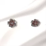 Hajnali Harmat Ezüst Virágfülbevaló Szilikon Véggel