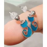 Kobaltkék Cica Pajtás Ezüst Fülbevaló Szilikon Véggel