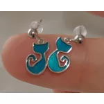 Kobaltkék Cica Pajtás Ezüst Fülbevaló Szilikon Véggel