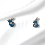 Kobaltkék Cica Pajtás Ezüst Fülbevaló Szilikon Véggel