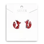 Ravaszdi Vörös Róka Ezüst Fülbevaló Szilikon Véggel