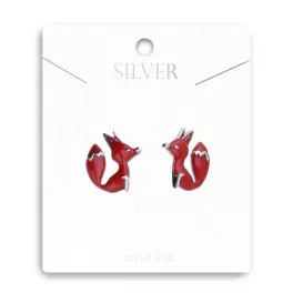 Ravaszdi Vörös Róka Ezüst Fülbevaló Szilikon Véggel