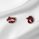 Ravaszdi Vörös Róka Ezüst Fülbevaló Szilikon Véggel