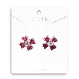   Szívből Virágzó Rubint Ezüst Fülbevaló Szilikon Véggel