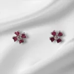 Szívből Virágzó Rubint Ezüst Fülbevaló Szilikon Véggel