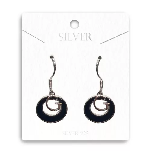 Grafikus Monogram Ezüst Fülbevaló akasztós