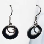 Grafikus Monogram Ezüst Fülbevaló akasztós