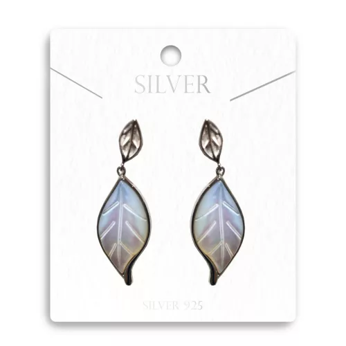 Levél Ezüst Fülbevaló szilikonos bedugós