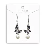 Táncoló Pillangó gyönggyel Ezüst Fülbevaló akasztós