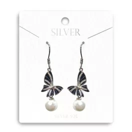 Táncoló Pillangó gyönggyel Ezüst Fülbevaló akasztós