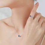 Kék köves ezüst ékszer szett gyűrű nyaklánc fülbevaló