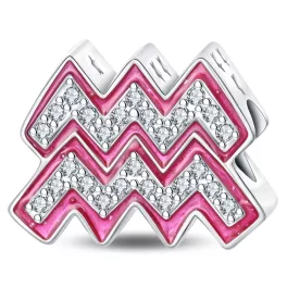Pink Vízöntő Csillagjegy Ezüst Charm