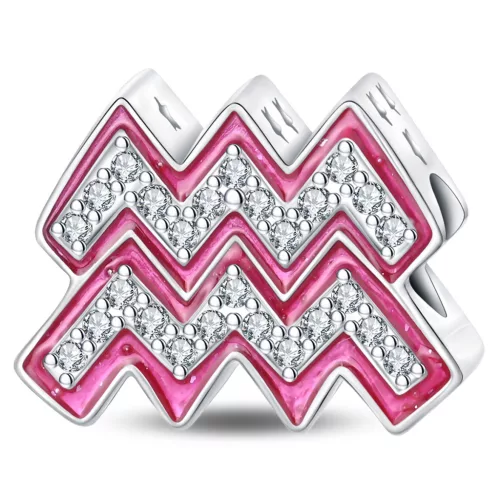 Pink Vízöntő Csillagjegy Ezüst Charm