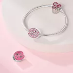Pink Rák Csillagjegy Ezüst Charm