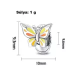 Sárga Pillangó Ezüst Charm