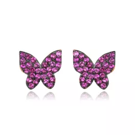 Rózsaszín köves pillangó ezüst fülbevaló bedugós