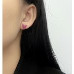 Rózsaszín köves pillangó ezüst fülbevaló bedugós