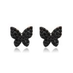 Fekete köves pillangó ezüst fülbevaló bedugós