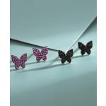 Fekete köves pillangó ezüst fülbevaló bedugós