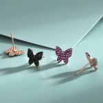 Fekete köves pillangó ezüst fülbevaló bedugós